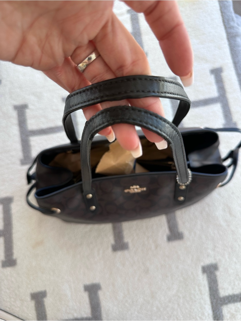 Coach Brown and Black Signature Tote - Picture 2 of 10